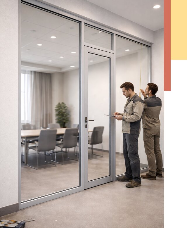 Установка и монтаж алюминиевых перегородок со стеклом в Кондопоге от 8325 руб. | ОТДЕЛОЧНИК-Кнп