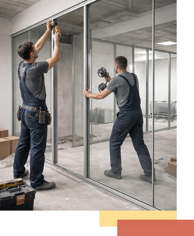 Алюминиевые перегородки со стеклом в Кондопоге — изготовление и монтаж