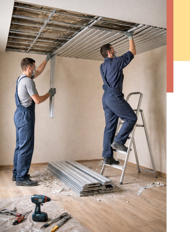 Демонтаж реечного потолка в Кондопоге от 4568 руб. быстро и недорого | ОТДЕЛОЧНИК-Кнп