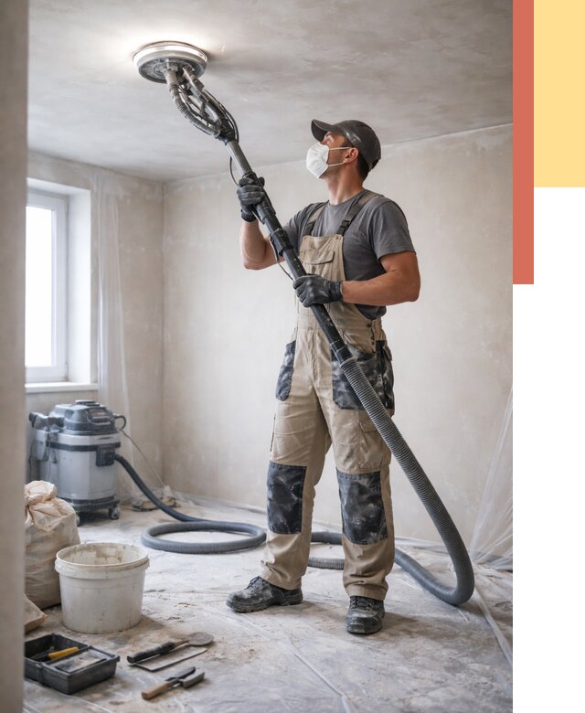 Шлифовка потолка в Кондопоге от 3553 руб. — услуги шлифования потолка | ОТДЕЛОЧНИК-Кнп