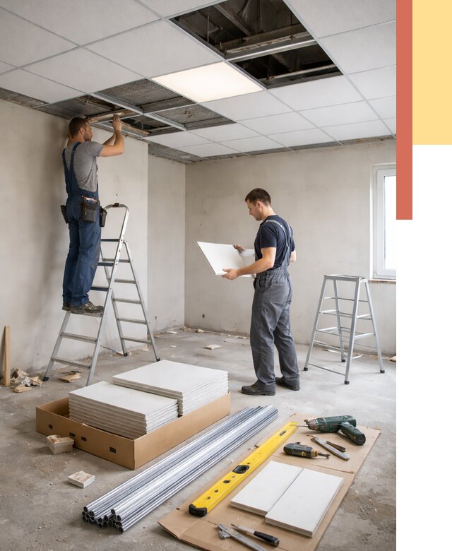 Монтаж потолка армстронг в Кондопоге от 4568 руб/м2 — быстрая установка под ключ | ОТДЕЛОЧНИК-Кнп