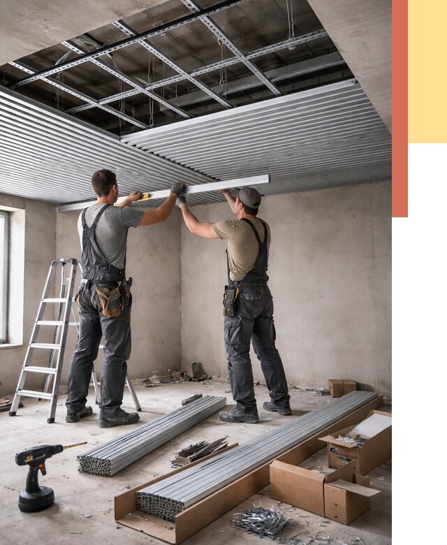 Монтаж реечного потолка в Кондопоге от 4568 руб. под ключ | ОТДЕЛОЧНИК-Кнп