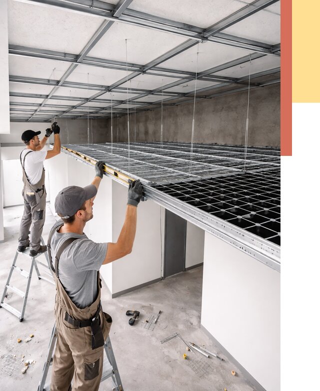 Монтаж потолка грильято в Кондопоге от 457 руб./м² — быстрая сборка под ключ | ОТДЕЛОЧНИК-Кнп