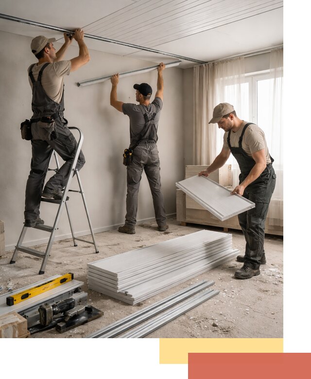 Монтаж потолка из ПВХ панелей в Кондопоге оперативно и качественно