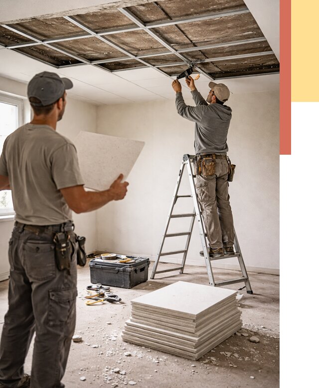 Замена плит подвесного потолка в Кондопоге от 1777 руб. быстро и недорого | ОТДЕЛОЧНИК-Кнп