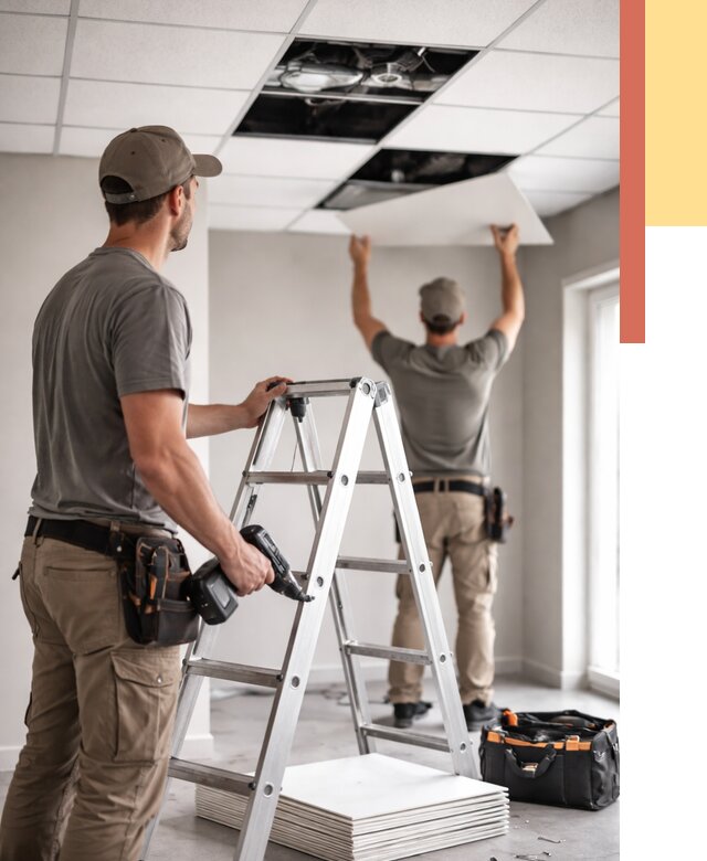 Обслуживание подвесного потолка в Кондопоге от 3553 руб. — быстро и недорого | ОТДЕЛОЧНИК-Кнп