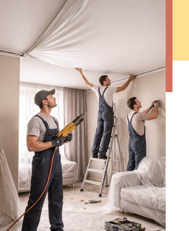 Установка натяжного потолка в Кондопоге от 4568 руб. | Быстро и недорого — ОТДЕЛОЧНИК-Кнп