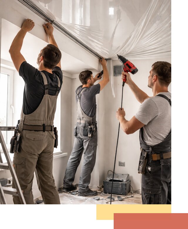 Монтаж глянцевого натяжного потолка в Кондопоге быстро и качественно