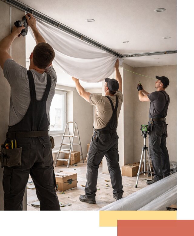 Монтаж парящего натяжного потолка под ключ в Кондопоге