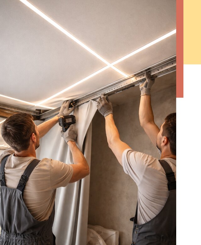 Монтаж натяжного потолка со световыми линиями в Кондопоге от 1218 руб. | ОТДЕЛОЧНИК-Кнп