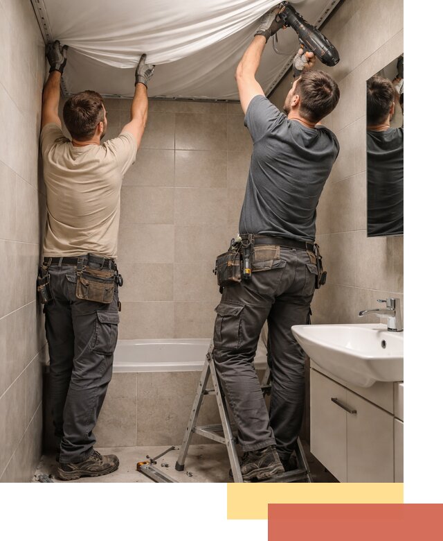 Монтаж натяжного потолка в ванной в Кондопоге быстро и качественно