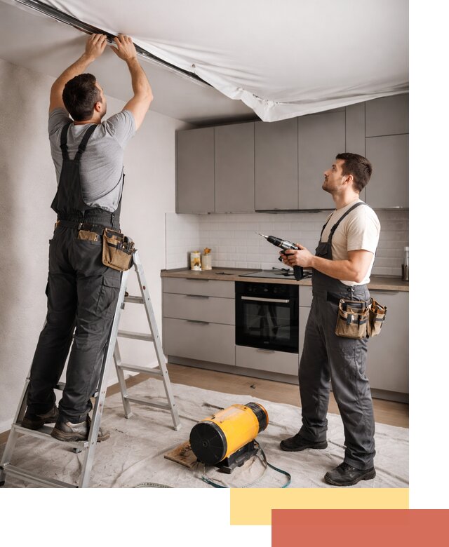 Монтаж натяжного потолка на кухне в Кондопоге