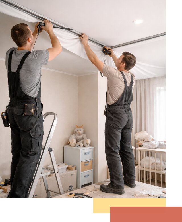 Монтаж натяжного потолка в детской комнате в Кондопоге