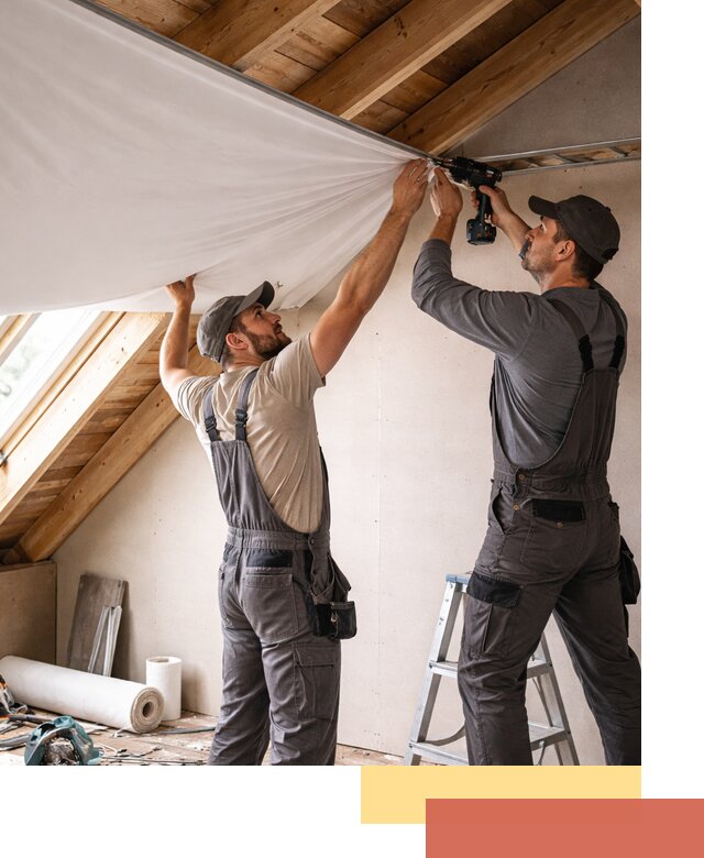 Монтаж натяжного потолка в мансарде в Кондопоге