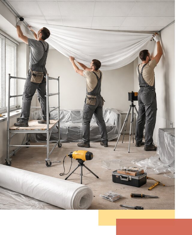 Монтаж натяжного потолка в офисе в Кондопоге