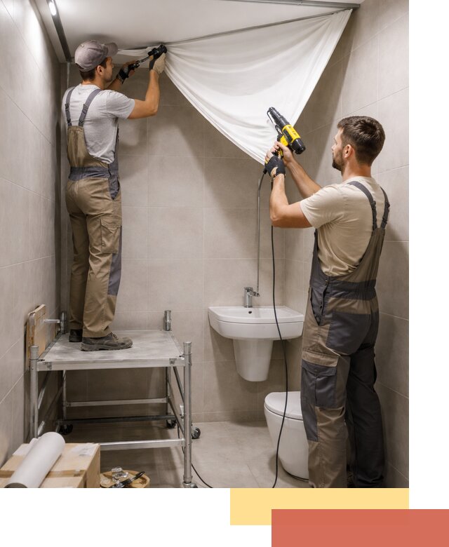 Монтаж натяжного потолка в санузле в Кондопоге