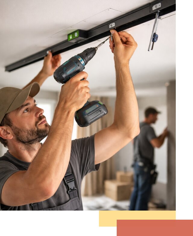 Установка трековых светильников в натяжной потолок в Кондопоге