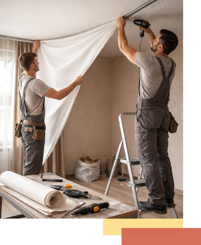 Замена полотна натяжного потолка в Кондопоге быстро и качественно