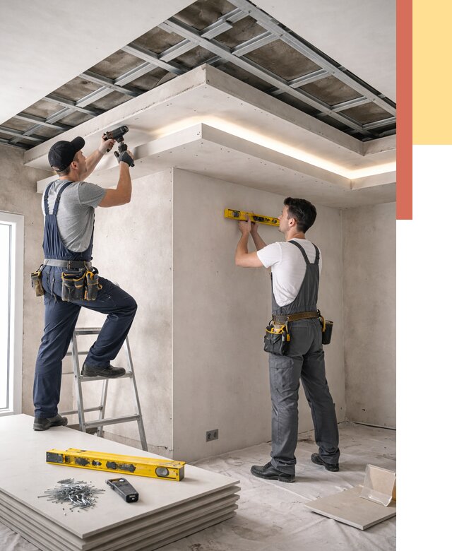 Двухуровневый потолок из гипсокартона в Кондопоге от 1472 руб. под ключ | ОТДЕЛОЧНИК-Кнп