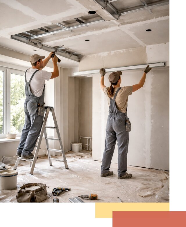 Монтаж многоуровневого потолка из гипсокартона в Кондопоге