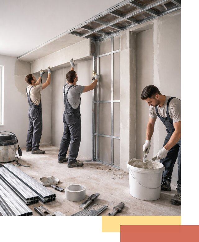 Монтаж потолка из гипсокартона с нишей в Кондопоге