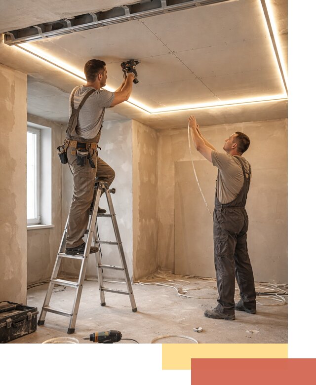 Потолок из гипсокартона с подсветкой в Кондопоге