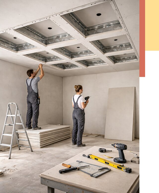 Кессонный потолок из гипсокартона в Кондопоге от 1878 руб. — монтаж и под ключ | ОТДЕЛОЧНИК-Кнп