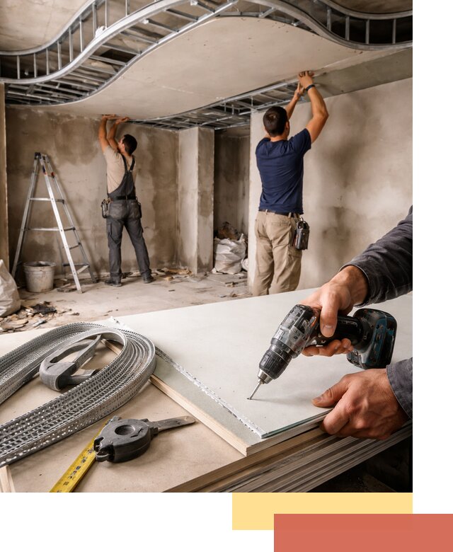 Криволинейный потолок из гипсокартона в Кондопоге — монтаж и отделка