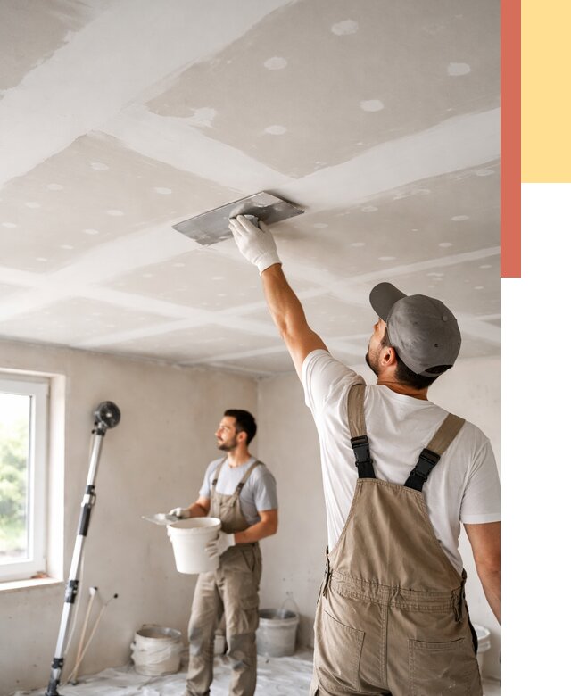 Шпаклевка потолка из гипсокартона в Кондопоге от 3249 руб./м2 — услуги под ключ | ОТДЕЛОЧНИК-Кнп