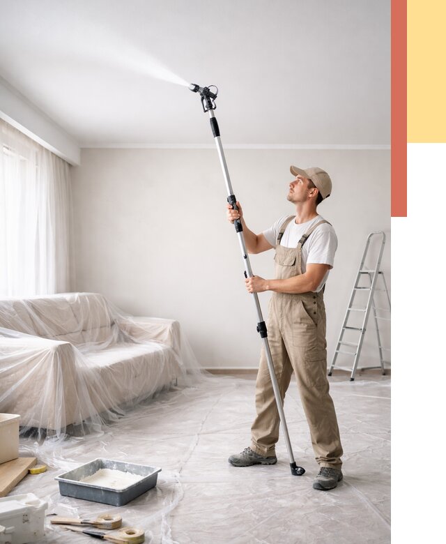 Покраска потолка краскопультом в Кондопоге от 4568 руб. быстро и недорого | ОТДЕЛОЧНИК-Кнп