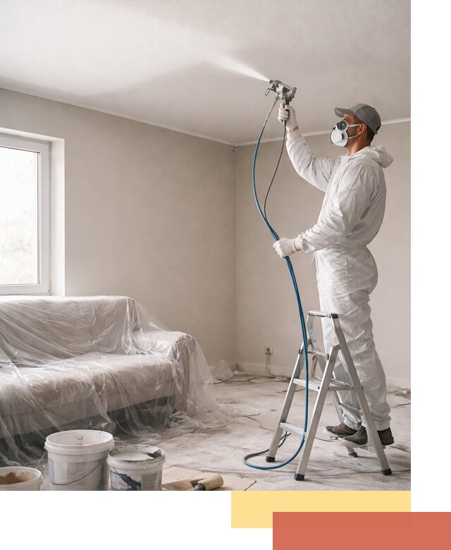 Покраска потолка краскопультом в Кондопоге быстро и качественно