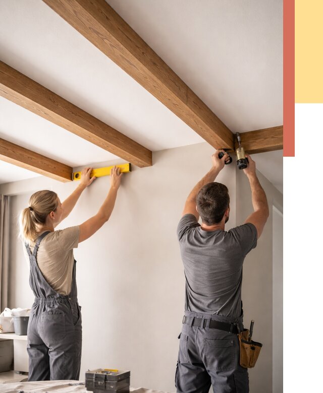 Монтаж декоративных балок на потолок в Кондопоге от 4264 руб. — ОТДЕЛОЧНИК-Кнп