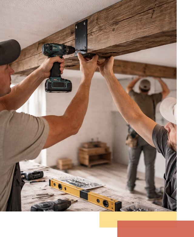 Монтаж декоративных потолочных балок в Кондопоге