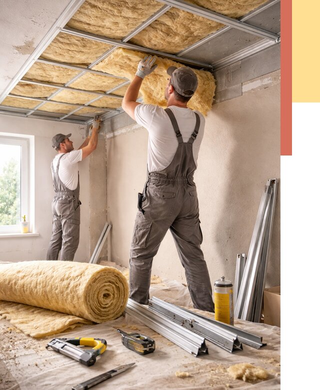 Утепление потолка в Кондопоге от 7309 руб/м2 — недорого, быстро, под ключ | ОТДЕЛОЧНИК-Кнп